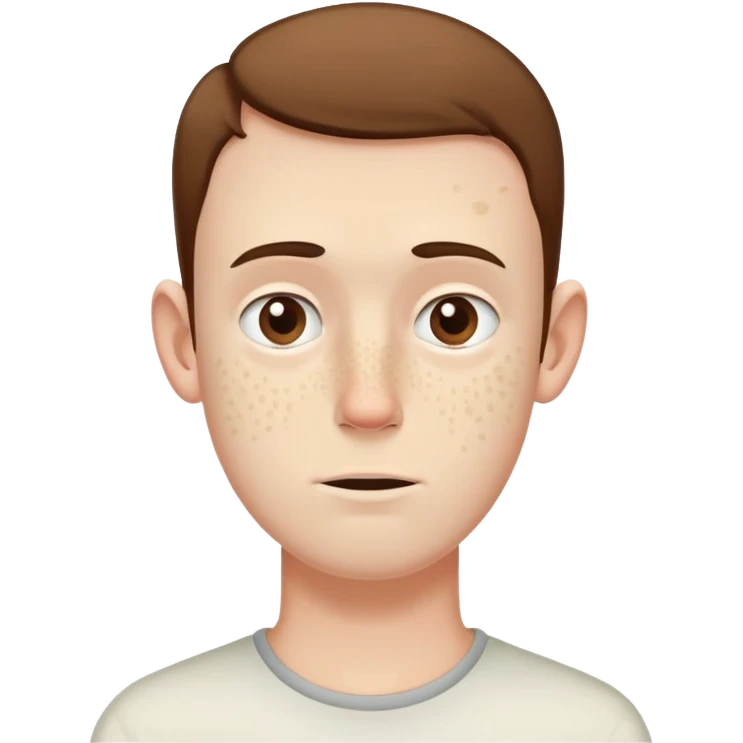 very tall, extremely pale white guy with pimples on his face, brown short hair, small ears emoji