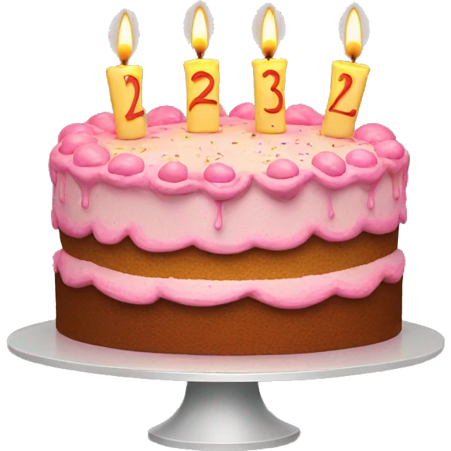 Birthday cake with numbers 23 candles  emoji