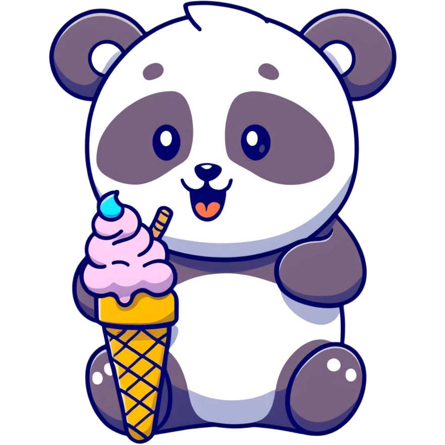 Panda eating ice cream emoji