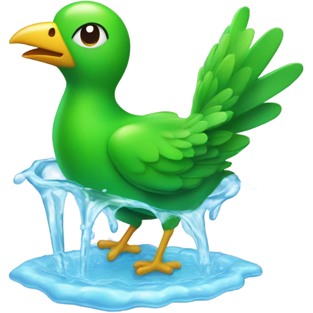 Green bird taking a bath emoji