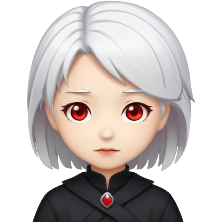 Anime, chibi, white hair, girl, red eyes emoji
