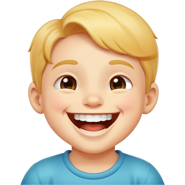 child laughing with a big smile, cheerful and joyful emoji