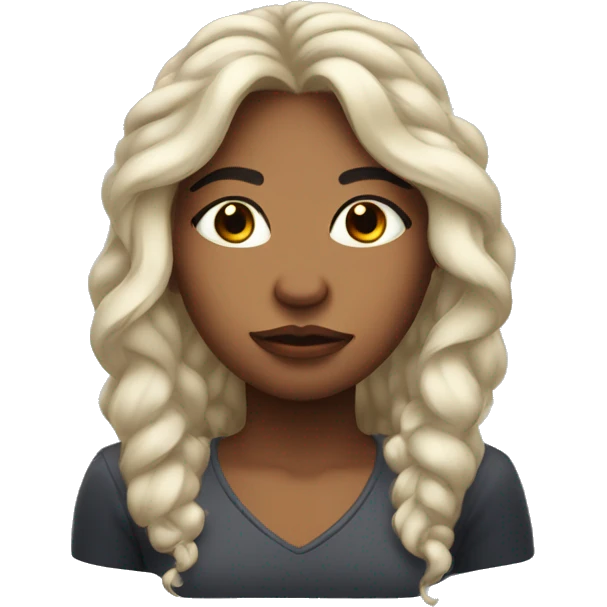 beautiful girl with long flowy hair and pouty lips and ear muffs emoji