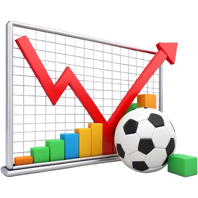 Cinematic realistic 3d growing bar graph next to a soccer ball emoji