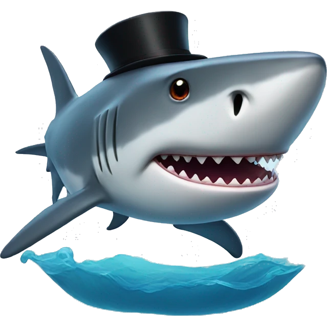 Shark with a top hat emoji