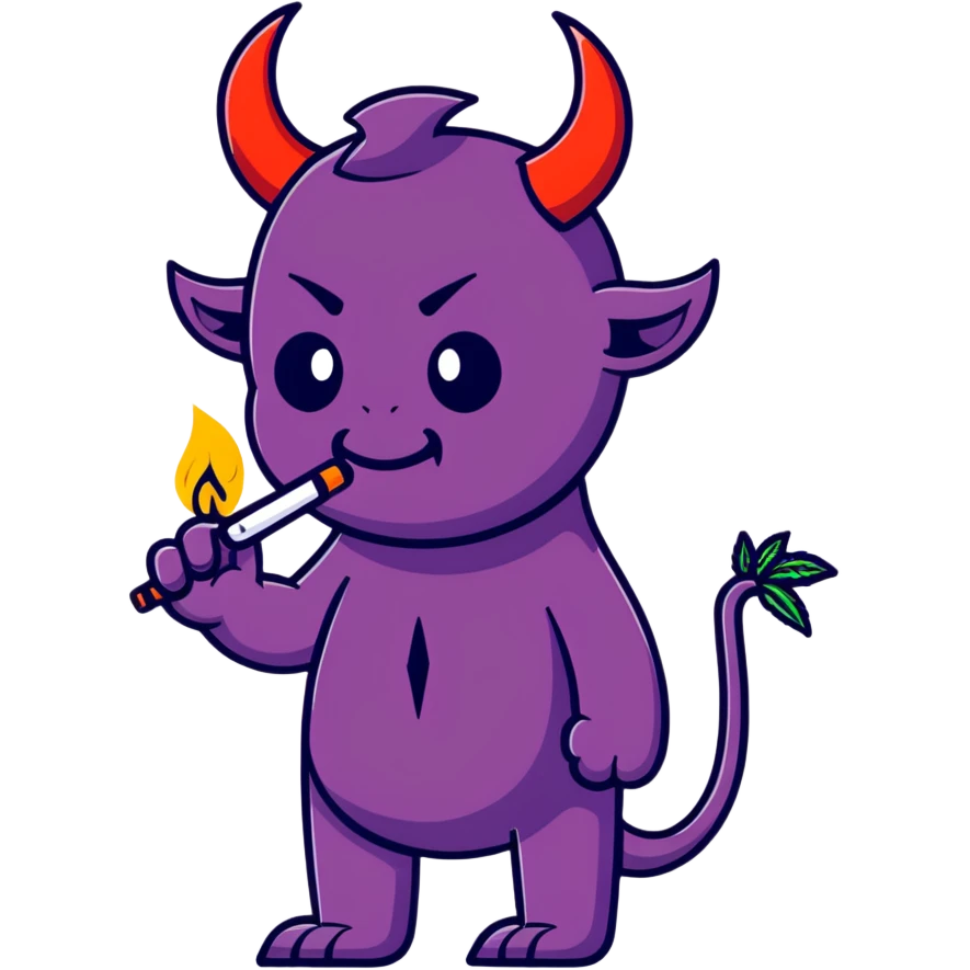 devil with smoking weed emoji