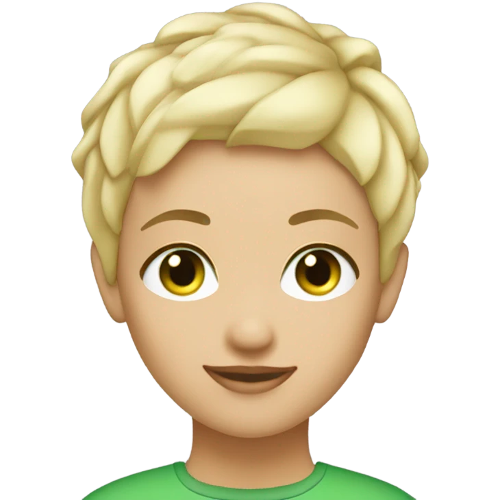 Blond girl pixie cut green eyes athletic emoji