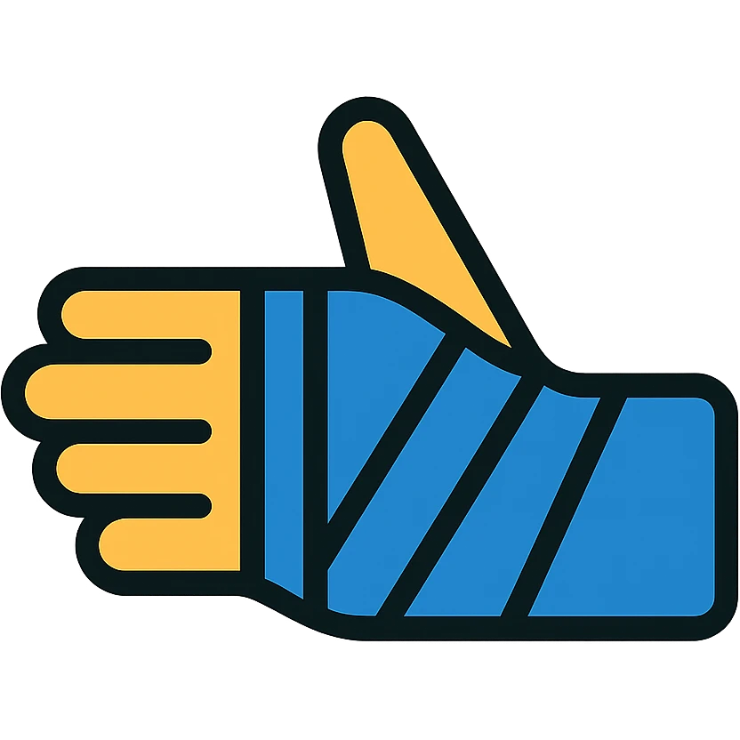 hand in a blue cast icon emoji
