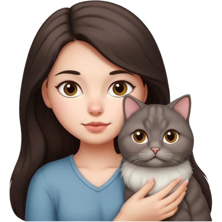 the girl with the long dark brown hair and  blush in her cheeck carry the fat persian PEAKNOSE grey emoji