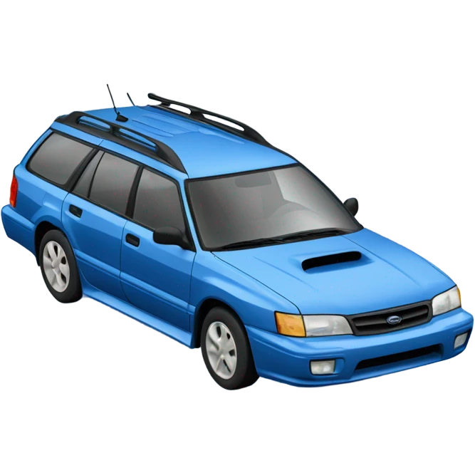 Blue 1990 Subaru legacy wagon in a snow filled ditch emoji