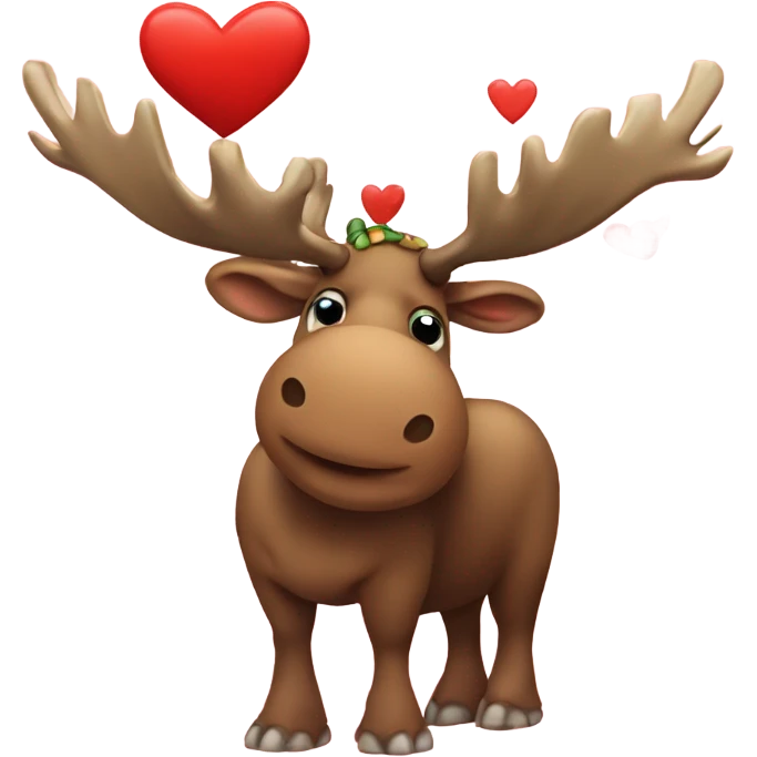 Moose, turtle, red hearts emoji