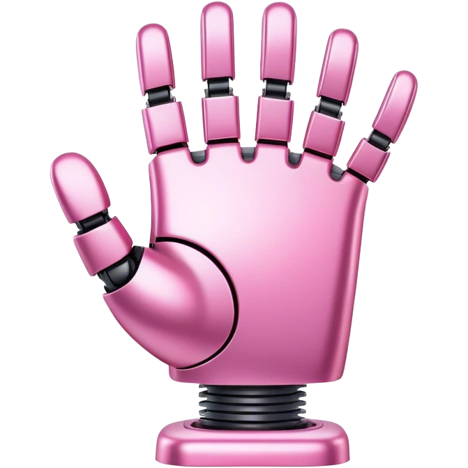 pink robotic hand waving hello emoji