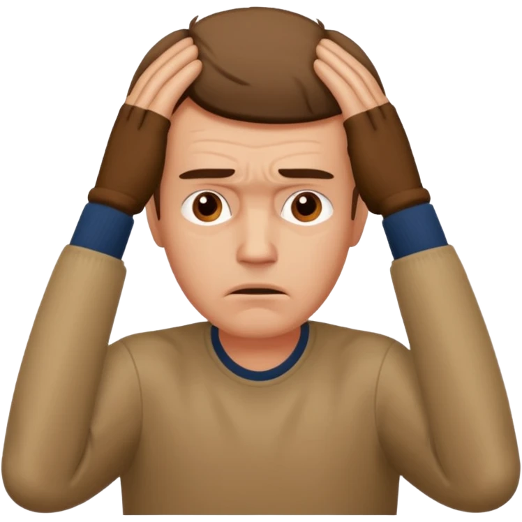 a worried man with the hands over the head emoji