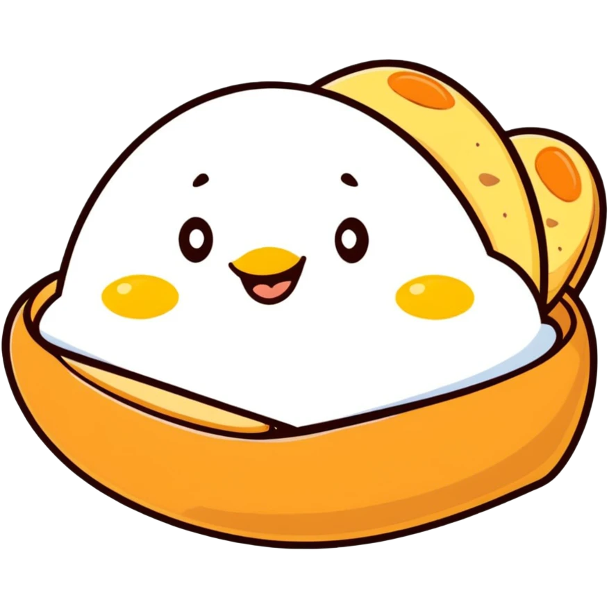 Korean egg bread, cartoonish fun sticker style emoji