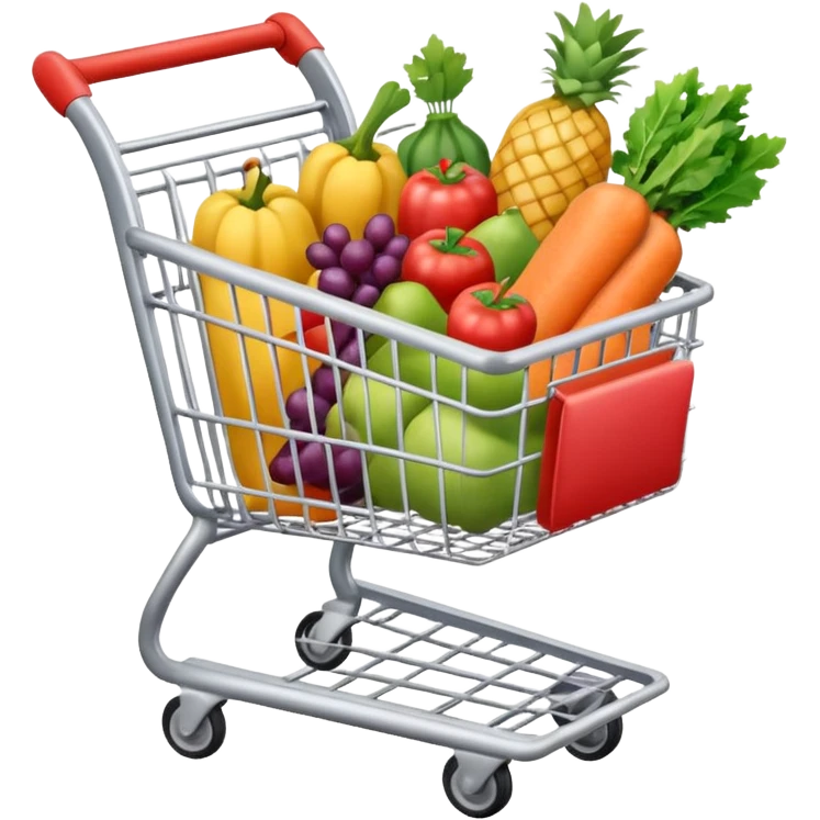 shopping cart silver with stuff emoji