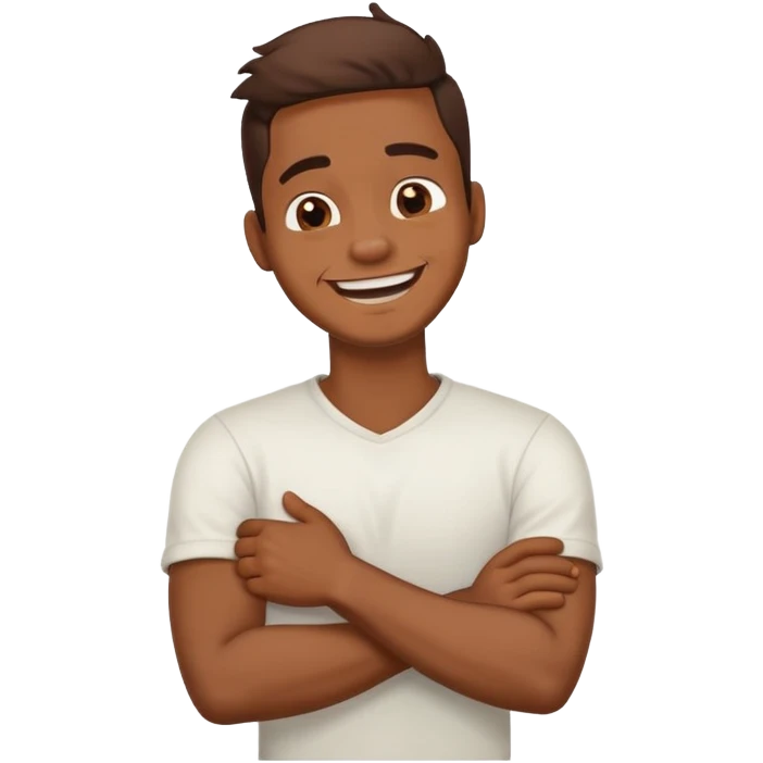 arms crossed holding neck sad laughing guy emoji