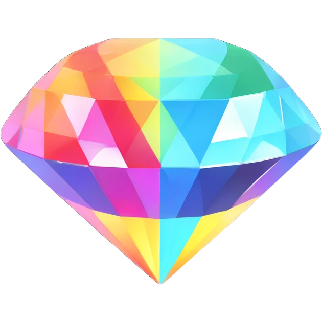 round cut white diamond with holographic rainbow reflections emoji