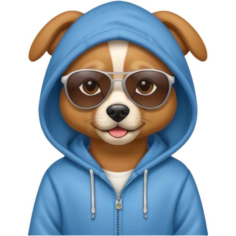 Dog wearing hoodie and sunglasses  emoji