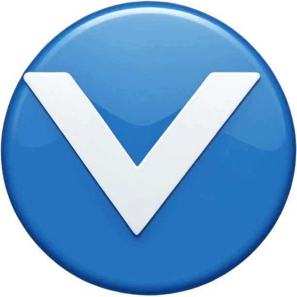 a small, round deep blue badge with a white check mark in the center, similar in style to the verification badge seen on social media emoji