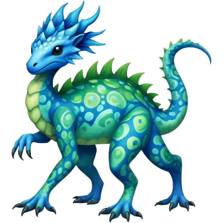 a vibrant colorful edgy vernid-fionbri-creature with splash patterns full body emoji
