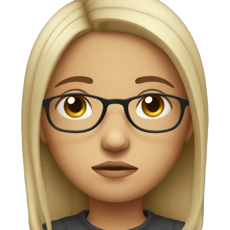 Sad girl with glasses emoji