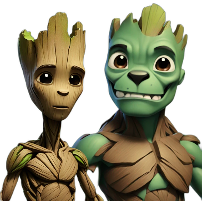 Groot and Stitch next to eachother emoji