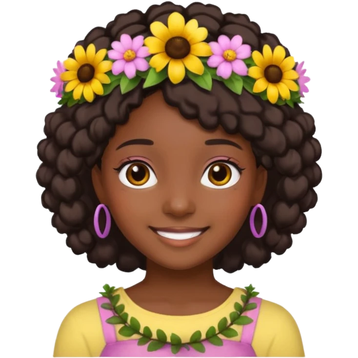 black girl with flower crowns emoji