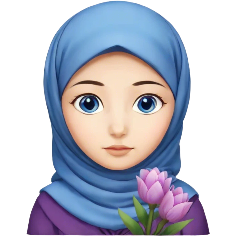 Turkish beautiful finish Konya girl blue eyes with hijab and hyacinth flower dress emoji