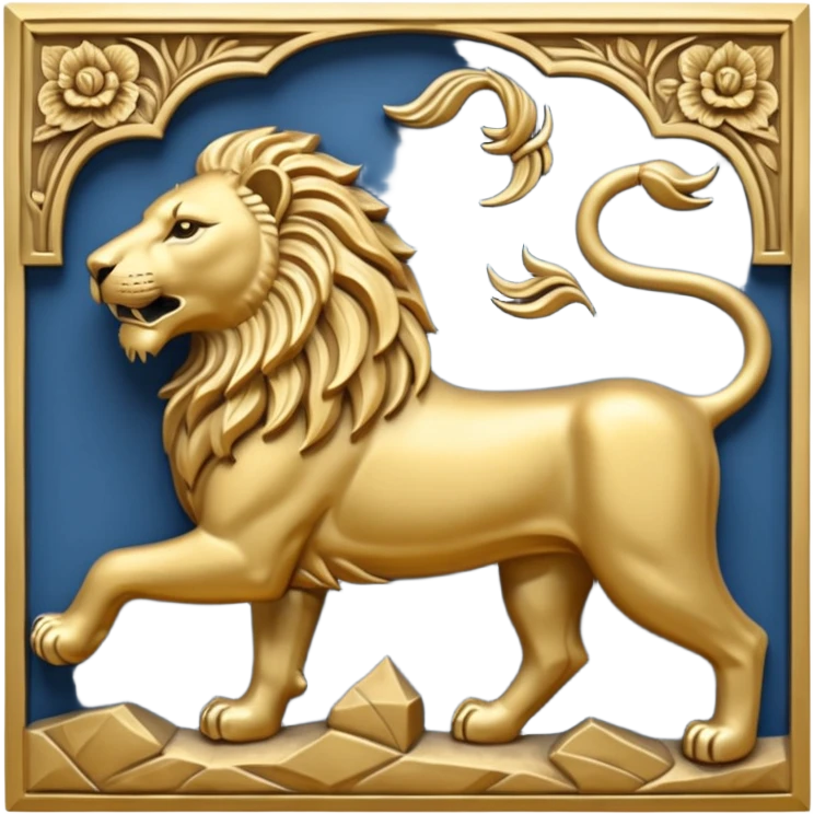 An emoji of a majestic lion from ancient Assyrian art, shown in a hunting scene. emoji