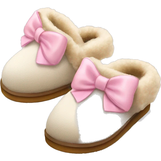 ugg slippers with light pink bows on the back emoji