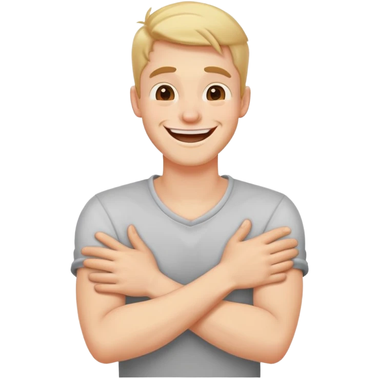 Arms crossed holding neck laughing guy emoji