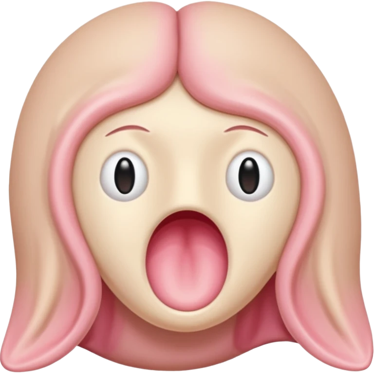 beige and pink vulva appearing moist, pink clitoris at the top, no face emoji
