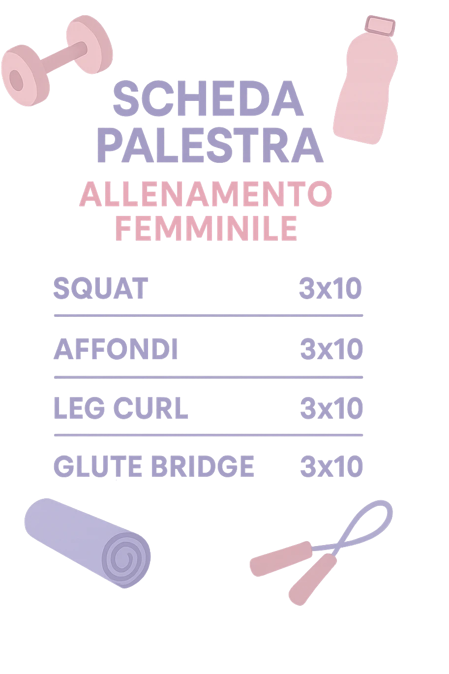 Scheda da palestra su sfondo isolato senza sfondo in italiano specifica per allenamento al femminile emoji