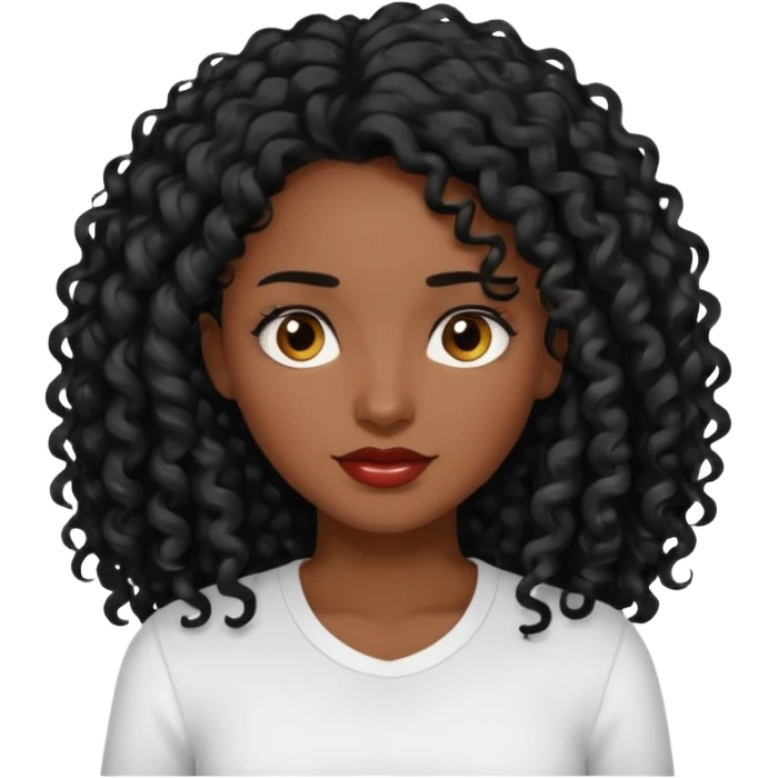 Mujer morena pelo negro rizado largo emoji