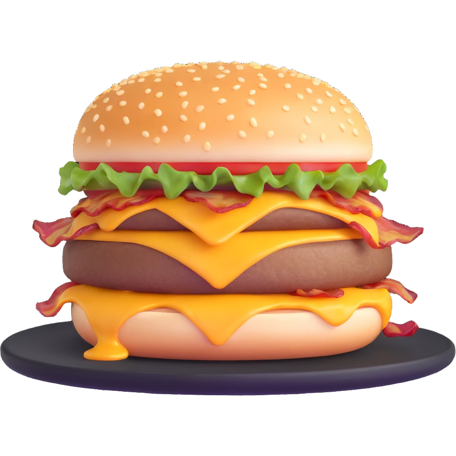 burger with bacon and melted cheese emoji
