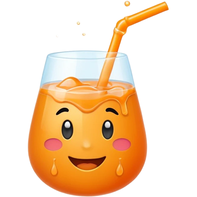 Super sweet mandarin emoji, fizzy juice splash, simple flat design, bold lines, bright orange, transparent background. emoji