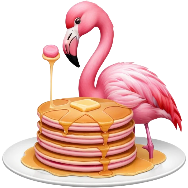 flamingo with a pancake emoji