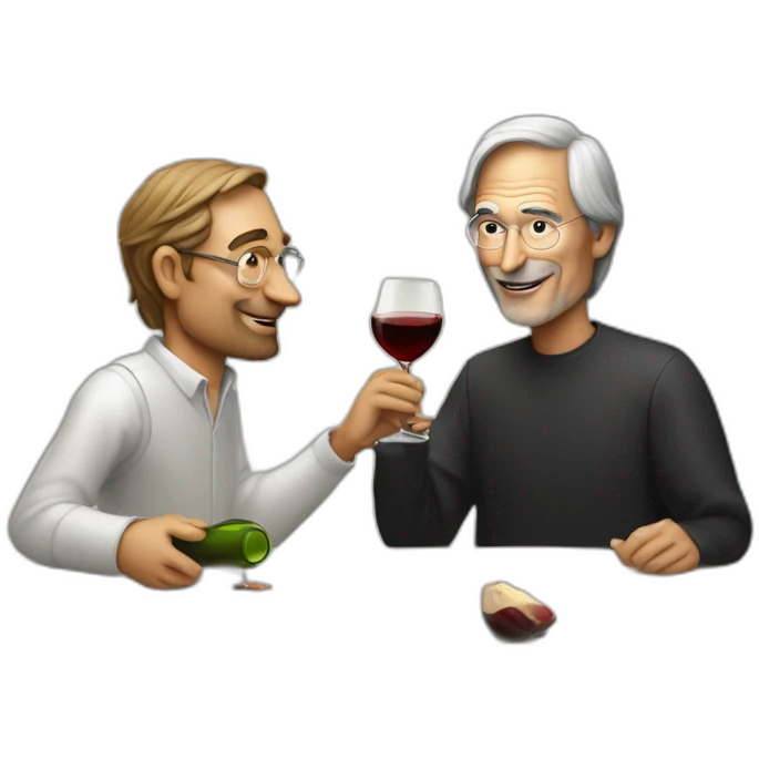 God enjoying some wine with Steve Jobs in the iCloud emoji
