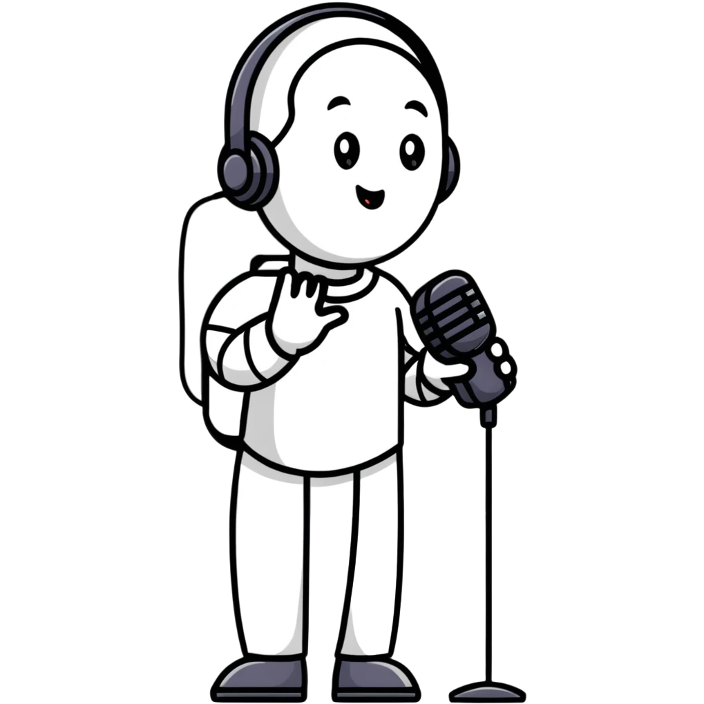 person streaming, YouTube user recording video with microphone emoji