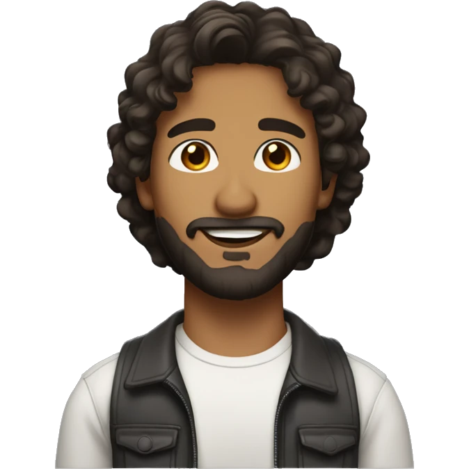 Young man with a warm medium skin tone, thick dark wavy hair, neatly trimmed beard, and an oval-shaped face.







 emoji