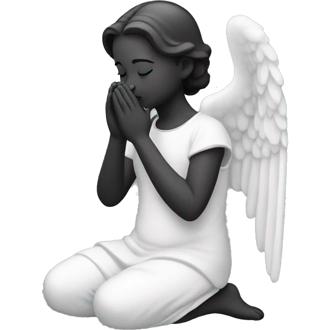 classic monochrome angel praying with closed eyes emoji