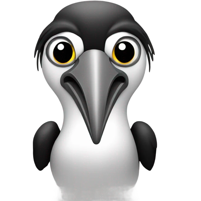 Black and white grainy cyber pelican emoji