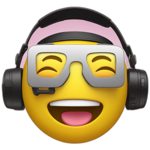 smilie yellow emoji face doning VR headset emoji