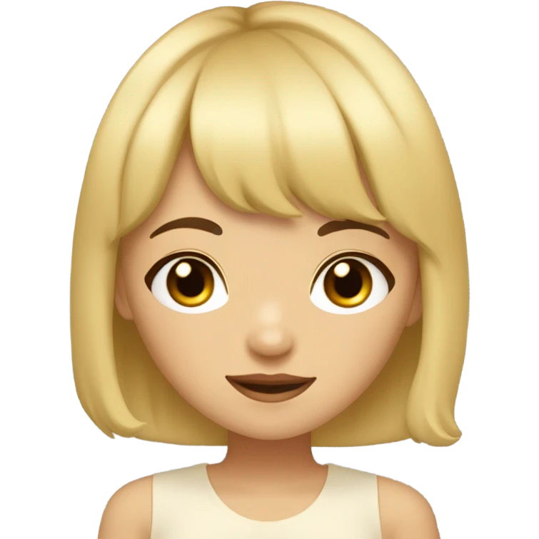 Make a black wavy hair girl, with a wispy bangs, a double eyelid eyes and yellowish tan skin emoji
