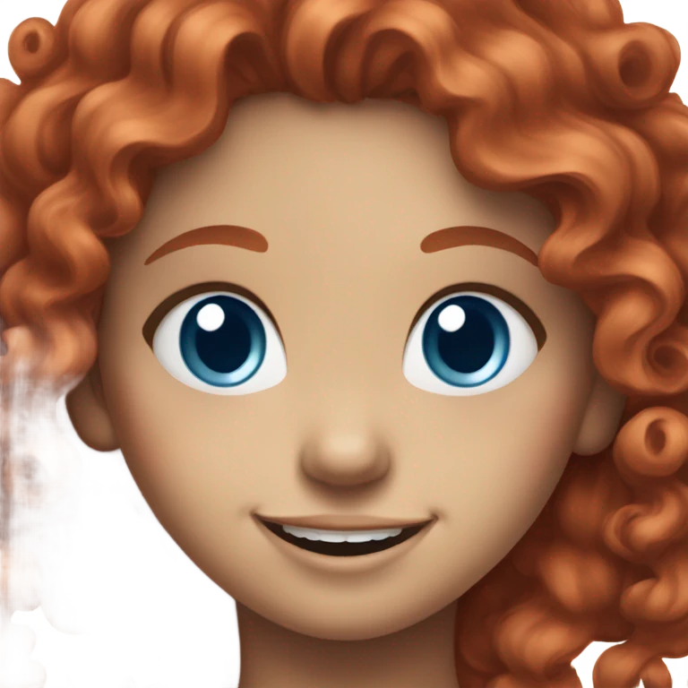 cheerful white-skinned girl with lots of red hair in small curls and blue eyes emoji