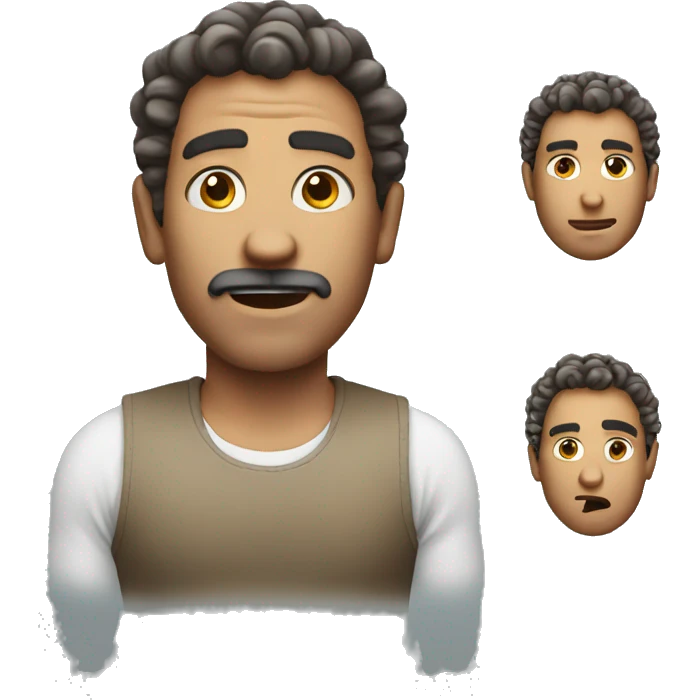 Create a male emoji who shrugs. The male emoji must have curly hair emoji