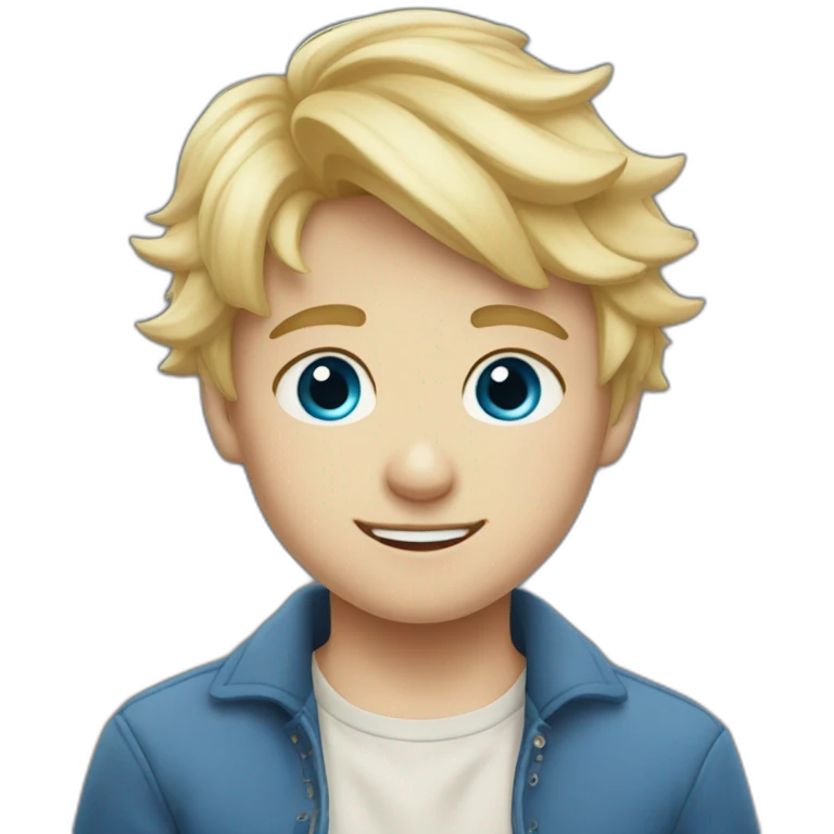 Little boy named Tommy with a blonde bow cut  blue eyes ￼ emoji