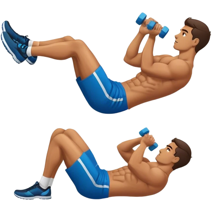 side-view of guy doing decline abdominal Crunches with sixpack emoji