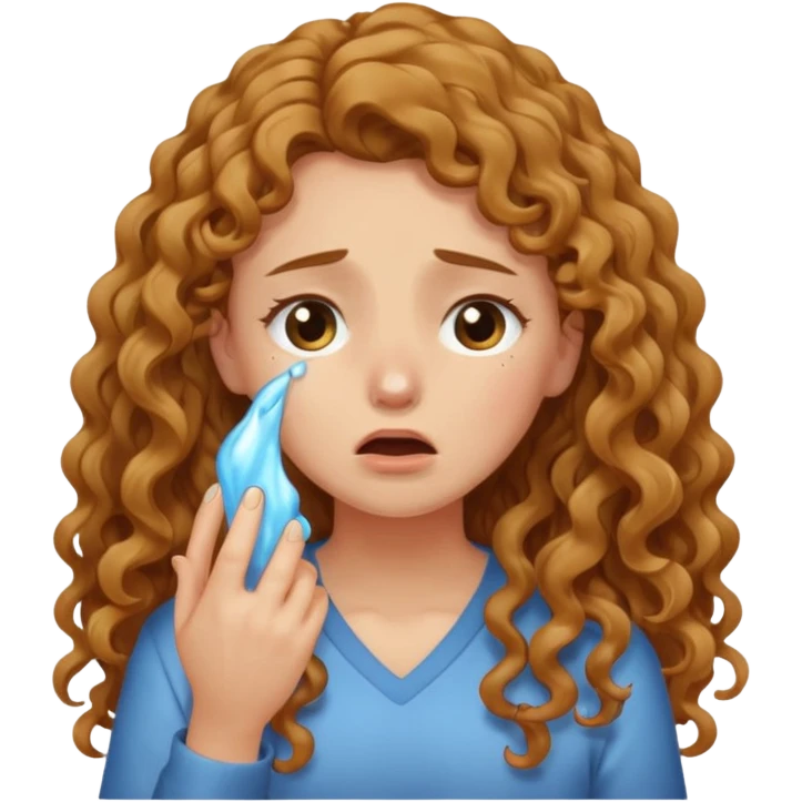 long light brown curly hair girl bawling  emoji