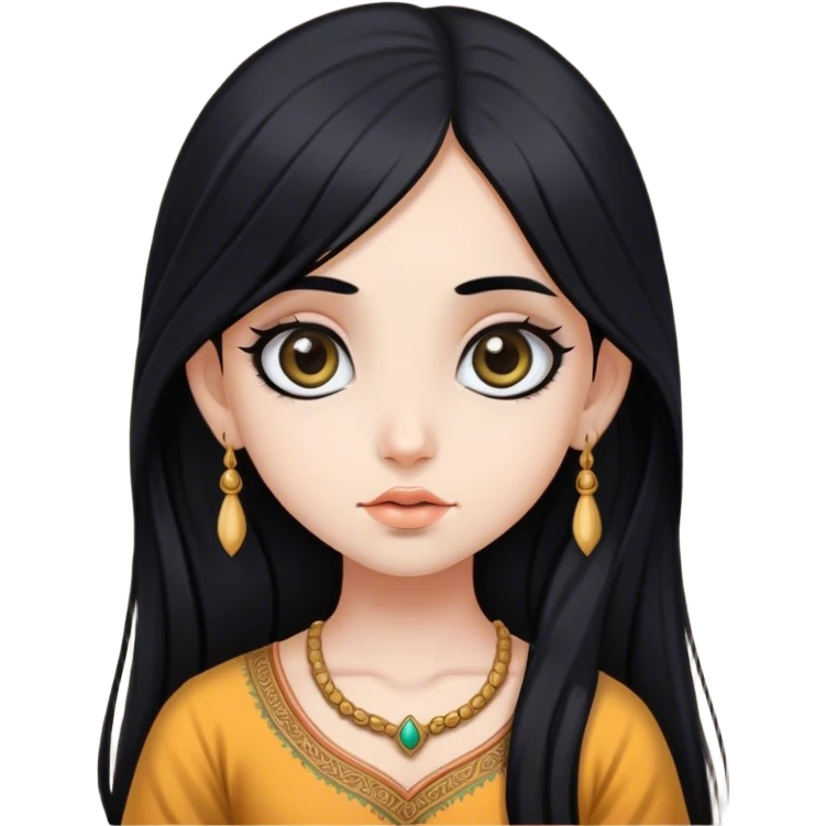 Brahmin girl with fair skin, long black hair, and big eyes  emoji